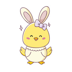 chick with bunny ears vector icon, easter vector illustration - simple illustration of chick with bunny ears perfect for logos, and easter-themed designs.