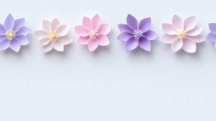 Obraz premium Delicate watercolor flowers in soft pinks and purples arranged beautifully. These floral designs evoke sense of tranquility and elegance, perfect for various creative projects