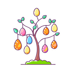 easter egg tree vector icon, easter vector illustration - simple illustration of easter egg tree perfect for logos, and easter-themed designs.