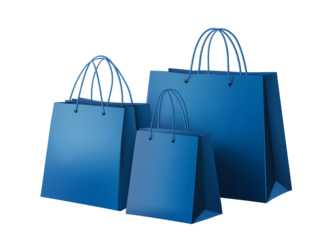 Blue shopping bags on a transparent background, PNG file 