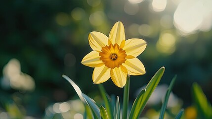 Single Yellow Daffodil in Sunlight