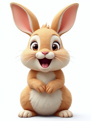Obraz premium Funny Brown Rabbit With Open Mouth Is Generated By Ai, Isolated On White Background With Transparent Png Image. 00003