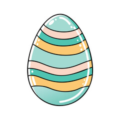 egg decorated with stripes vector icon, easter vector illustration - simple illustration of egg decorated with stripes perfect for logos, and easter-themed designs.