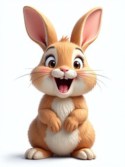 Fototapeta premium Funny Brown Rabbit With Open Mouth Is Generated By Ai, Isolated On White Background With Transparent Png Image. 00002