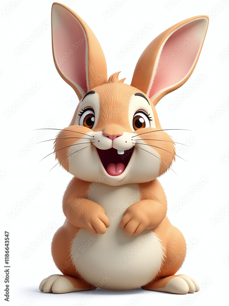 Aufkleber funny brown rabbit with open mouth is generated by ai, isolated on white background with transparent