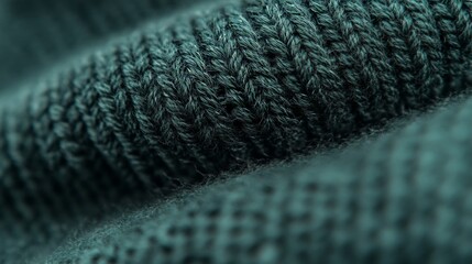 Close Up of Green Knit Fabric Texture, Detailed Macro Shot, Uniform Pattern, Vibrant Green Color
