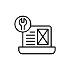 Front end developing outline icons, minimalist vector illustration ,simple transparent graphic element .Isolated on white background