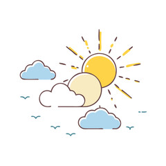 sun and clouds vector icon, easter vector illustration - simple illustration of sun and clouds perfect for logos, and easter-themed designs.