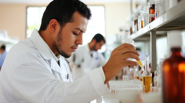 Quality control workers inspecting juice bottles for consistency and safety in a production facility