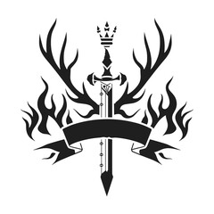 elegant illustration of a king's sword and shield