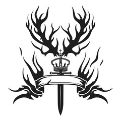 elegant illustration of a king's sword and shield