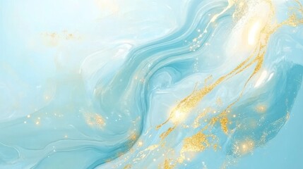 Naklejka premium Abstract blue and gold liquid marble texture with glitter.