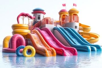 A colorful water slide in a swimming pool