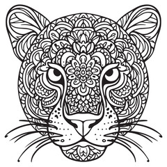 Leopard line art design for coloring book for adult, tattoo, t shirt design and so on