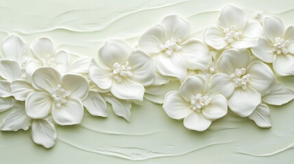 Elegant White Flowers on a Pale Green Background