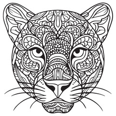 Leopard line art design for coloring book for adult, tattoo, t shirt design and so on