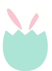 bunny hiding in egg flat vector illustration.
Rabbit hide in egg icon isolated.
Transparent background.