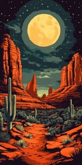 Illustration of arizona's sedona landscape, focusing on the distinctive red rock formations and desert terrain