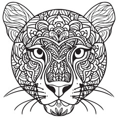 Leopard line art design for coloring book for adult, tattoo, t shirt design and so on