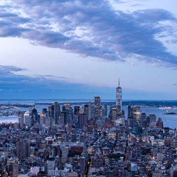 Fototapeta Elevated view of Lower Manhattan, New York City, USA