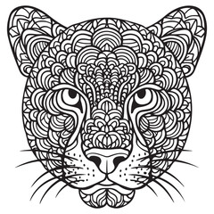 Leopard line art design for coloring book for adult, tattoo, t shirt design and so on