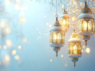 Obraz premium Golden Lanterns: Serene Festive Illumination