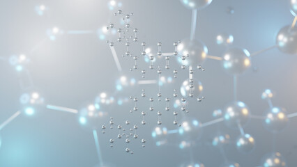 sennoside molecular structure, 3d model molecule, diastereoisomeric mixture, structural chemical formula view from a microscope