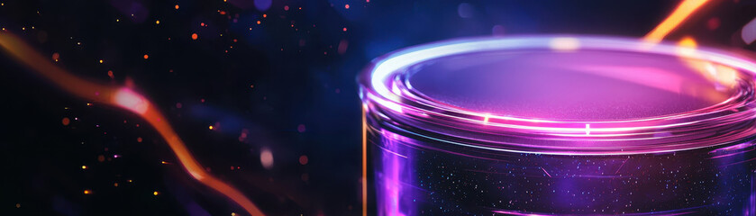 Obraz premium glowing cylindrical object with vibrant colors and sparkles