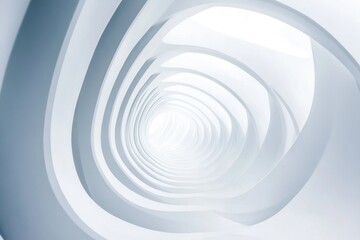 Abstract White Architectural Interior: A Concentric Spiral of Light and Space