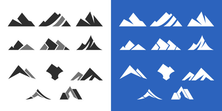 Mountain silhouette icon vector set for logo