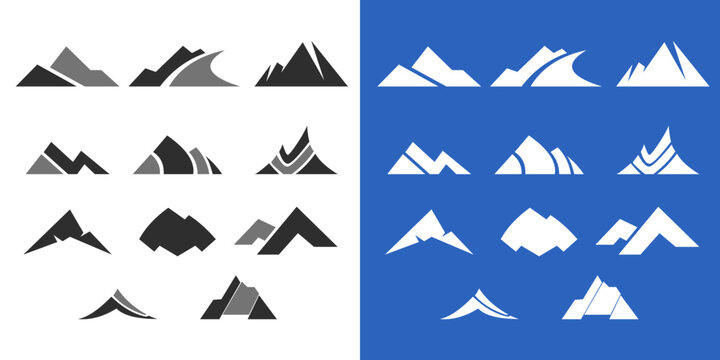 Mountain silhouette icon vector set for logo