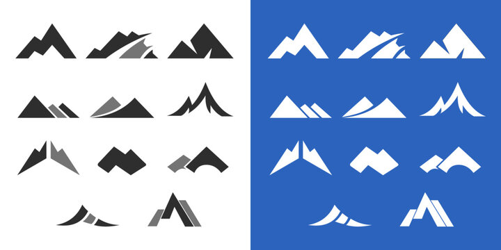 Mountain silhouette icon vector set for logo