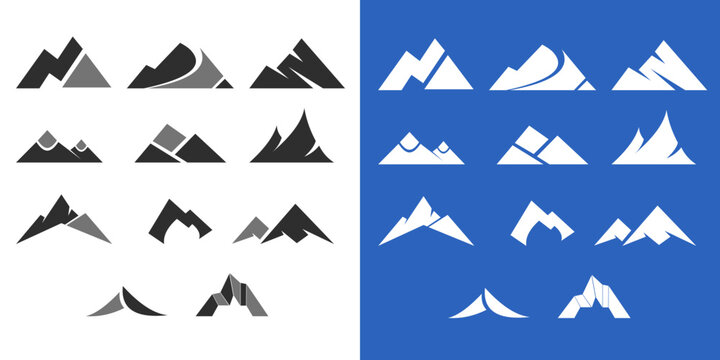 Mountain silhouette icon vector set for logo