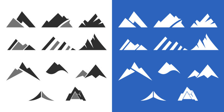 Mountain silhouette icon vector set for logo