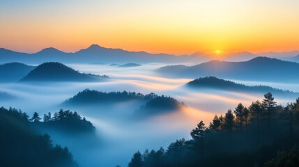 Fototapeta premium Landscape shooting, foggy mountains