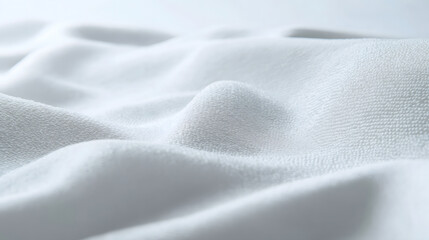 Fototapeta premium Soft White Fabric Texture: Elegant Drapery and Smooth Textile Surface in a Minimalist, Modern Setting, Creating a Serene and Cozy Atmosphere with Natural Light