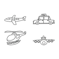 Bold Line and White Line Doodle of Various Means of Transport