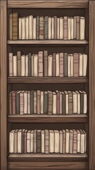 Fototapeta premium Neatly organize bookshelf, vector art, cel shaded bookshelf