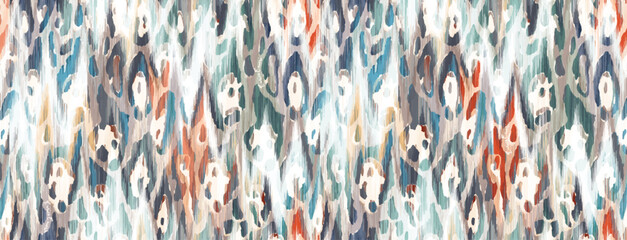 Tropical seamless pattern with palm leaves, banana flower and orchids. Wallpaper drawn in watercolor and pencil.
