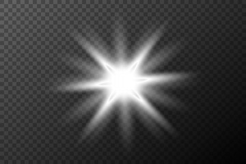 Light effect isolated flare, tire explosion, dust line, solar flare, star spark, sunlight, vector background	