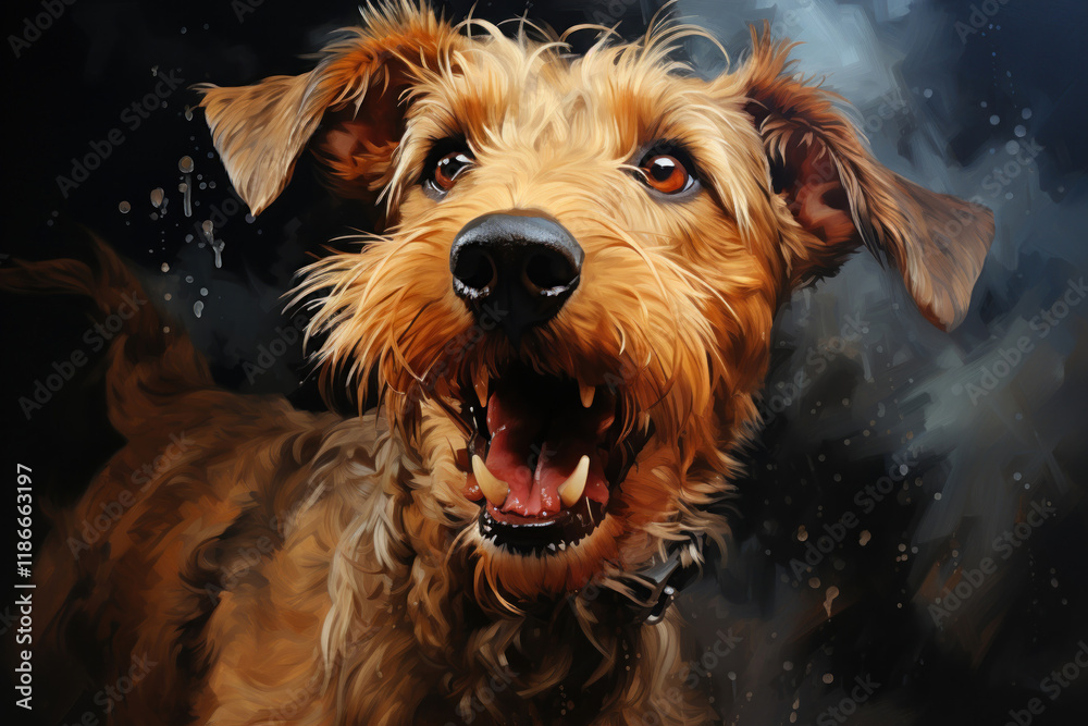 Canvas Prints Airedale Terrier, portrait, watercolor. Generative AI