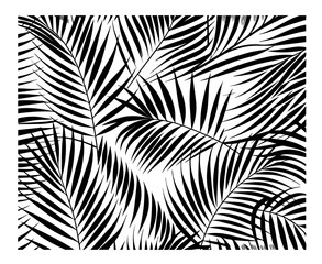 seamless pattern of tropical palm leaves in black silhouette