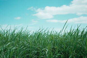 Fototapeta premium Lush Green Grass Field Under a Vibrant Sky