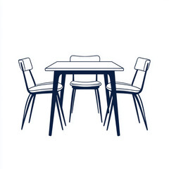 Minimalist dining table with three chairs, perfect for modern home decor.