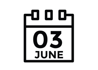  3 June - Daily calendar Icon