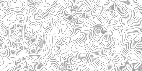 Fototapeta premium Abstract topographic contours map background. Topographic map and landscape terrain texture grid. Modern design with White background with topographic wavy pattern design. Black-white background. 