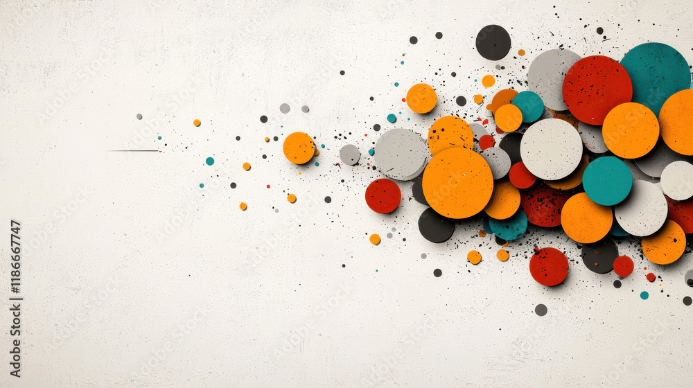 Leinwandbilder Colorful abstract design featuring geometric circles in various sizes and colors, creating vibrant and dynamic visual effect. Perfect for backgrounds or artistic projects