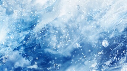 Abstract blue ice texture with air bubbles.