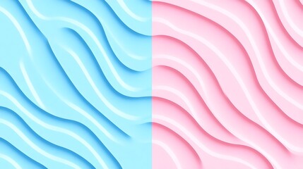 Serene Blue and Pink Wave Pattern Seamless Background Design