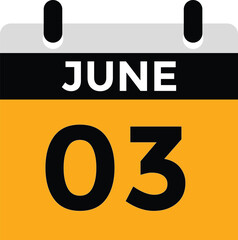  3 June - Daily calendar Icon